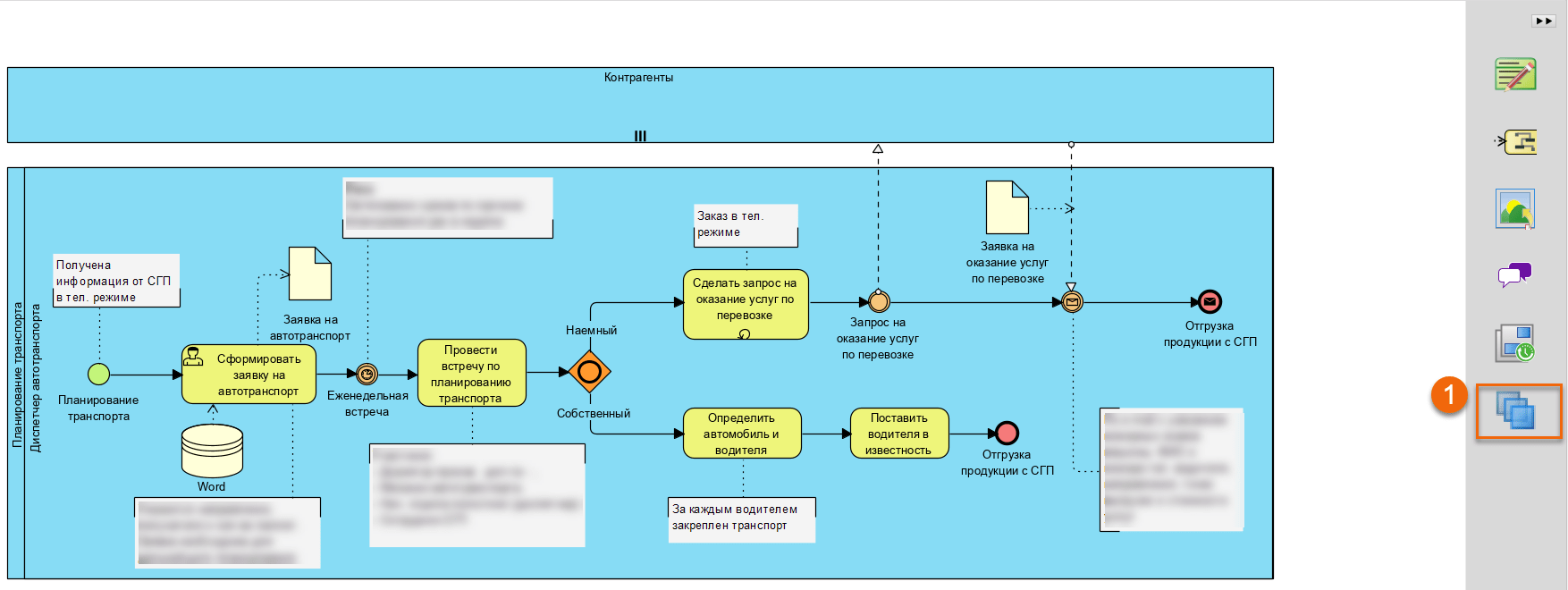 Як приховати інформацію на процесі у Visual Paradigm